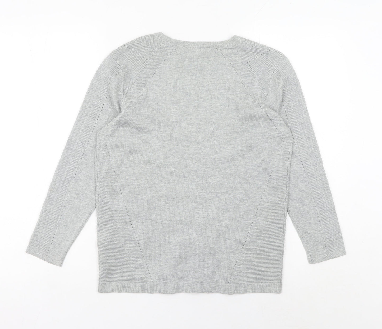 Principles Women Grey Size 12 Crew Neck Long Sleeve Pullover Jumper