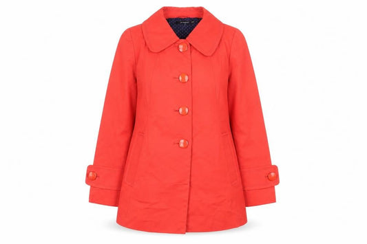 Atmosphere Women Red Cotton Mid-Length Trench Coat Size 12