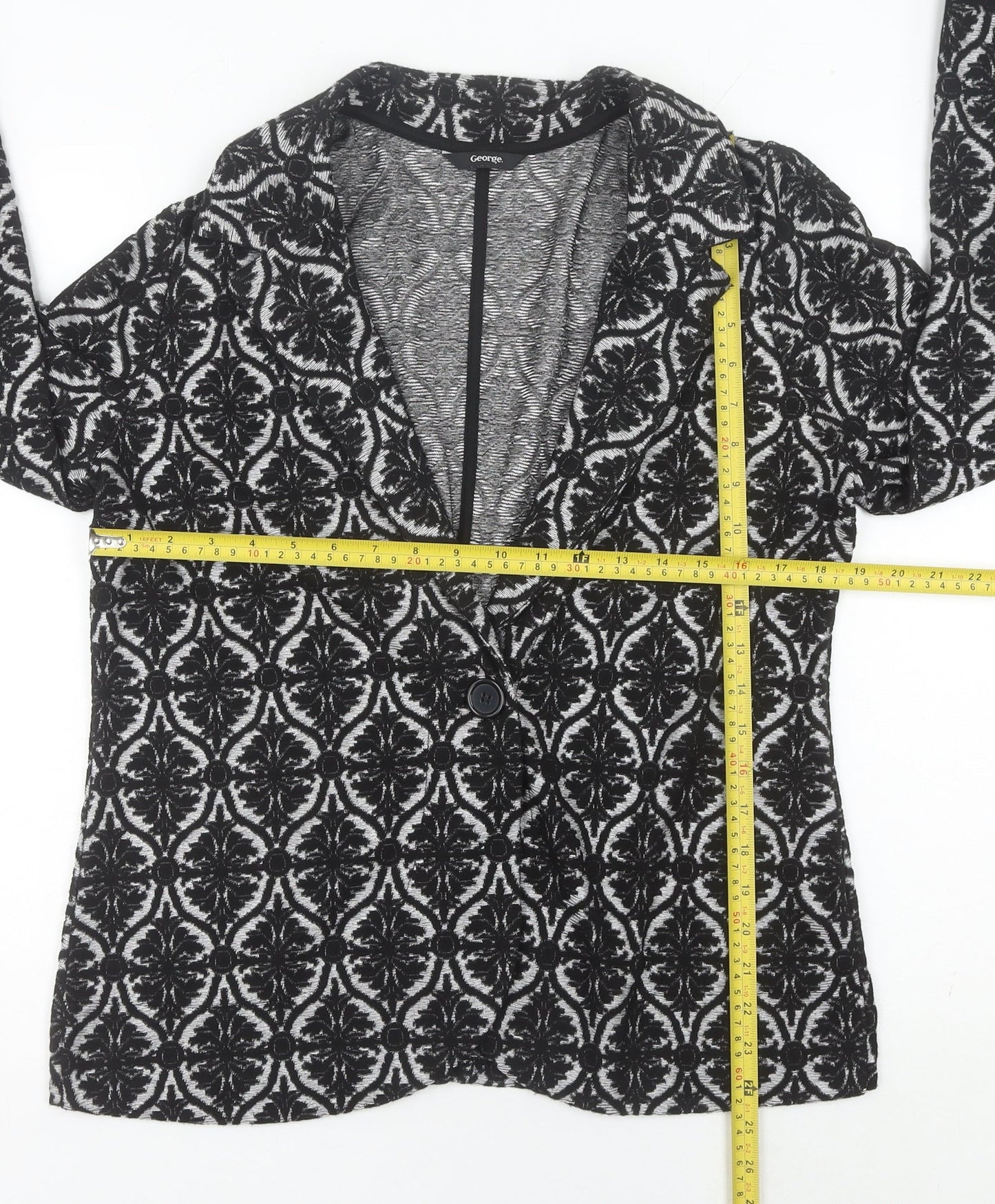 George Women’s Black Jacquard Stretch Blazer UK 16 Regular Fit