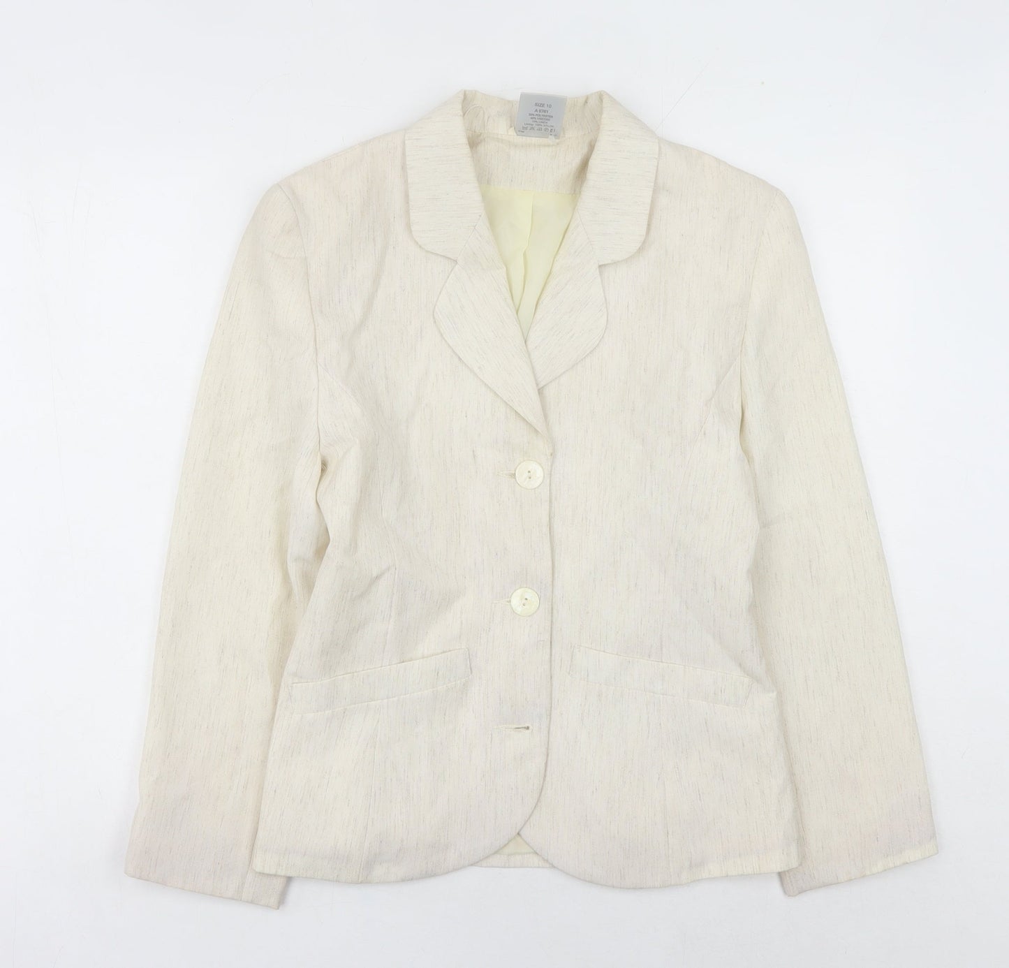 Classic Woman Ivory Blazer Women Size 10 Regular Fit Notch Lapel