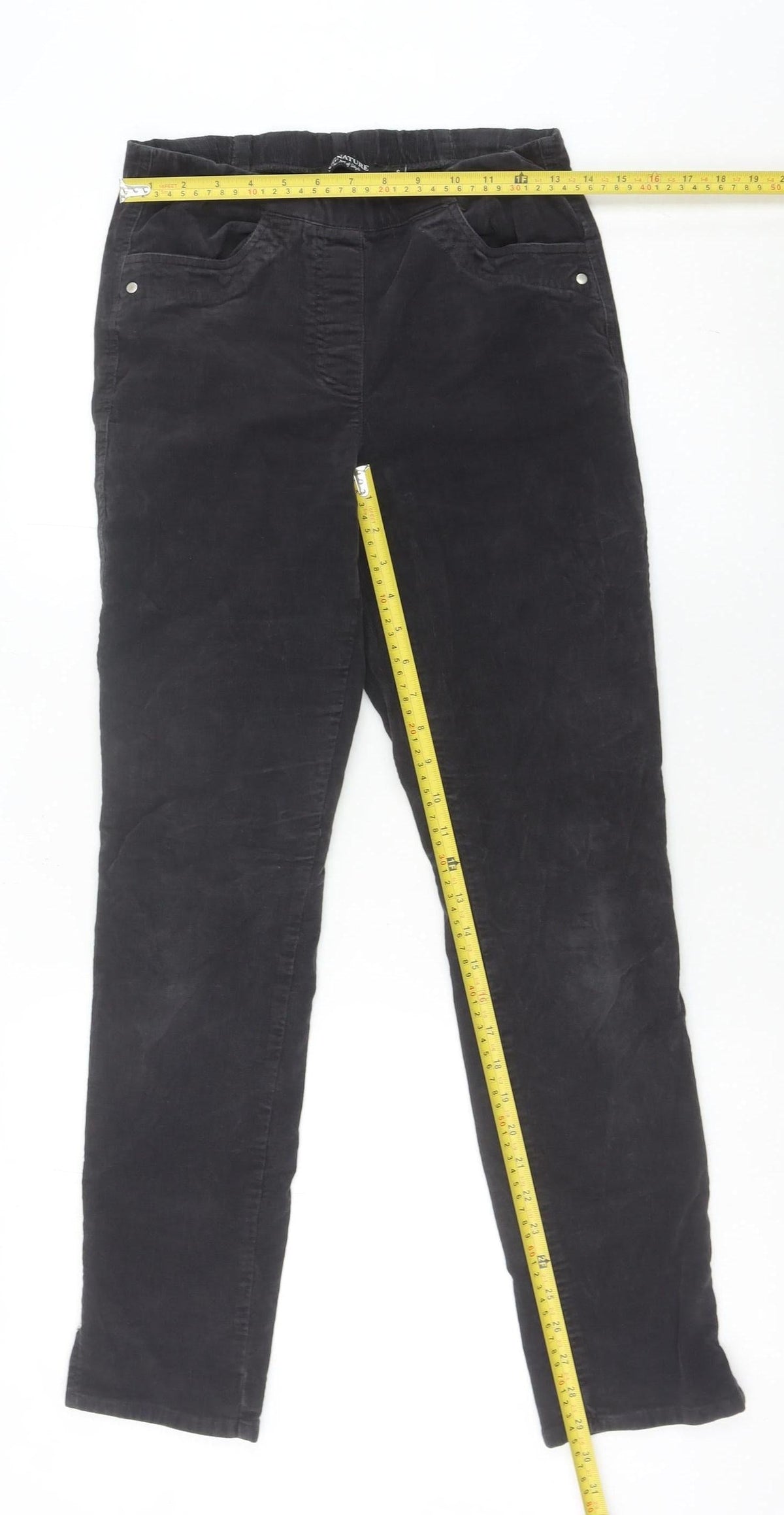 Signature Women’s Black Corduroy Trousers S Regular Fit Straight Leg