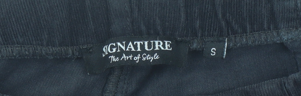 Signature Women’s Black Corduroy Trousers S Regular Fit Straight Leg