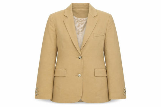 Boohoo Women’s Beige Blazer UK 8 Regular Fit Single Breasted Notch Lapel