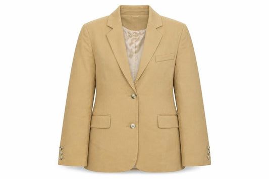 Boohoo Women’s Beige Blazer UK 8 Regular Fit Single Breasted Notch Lapel