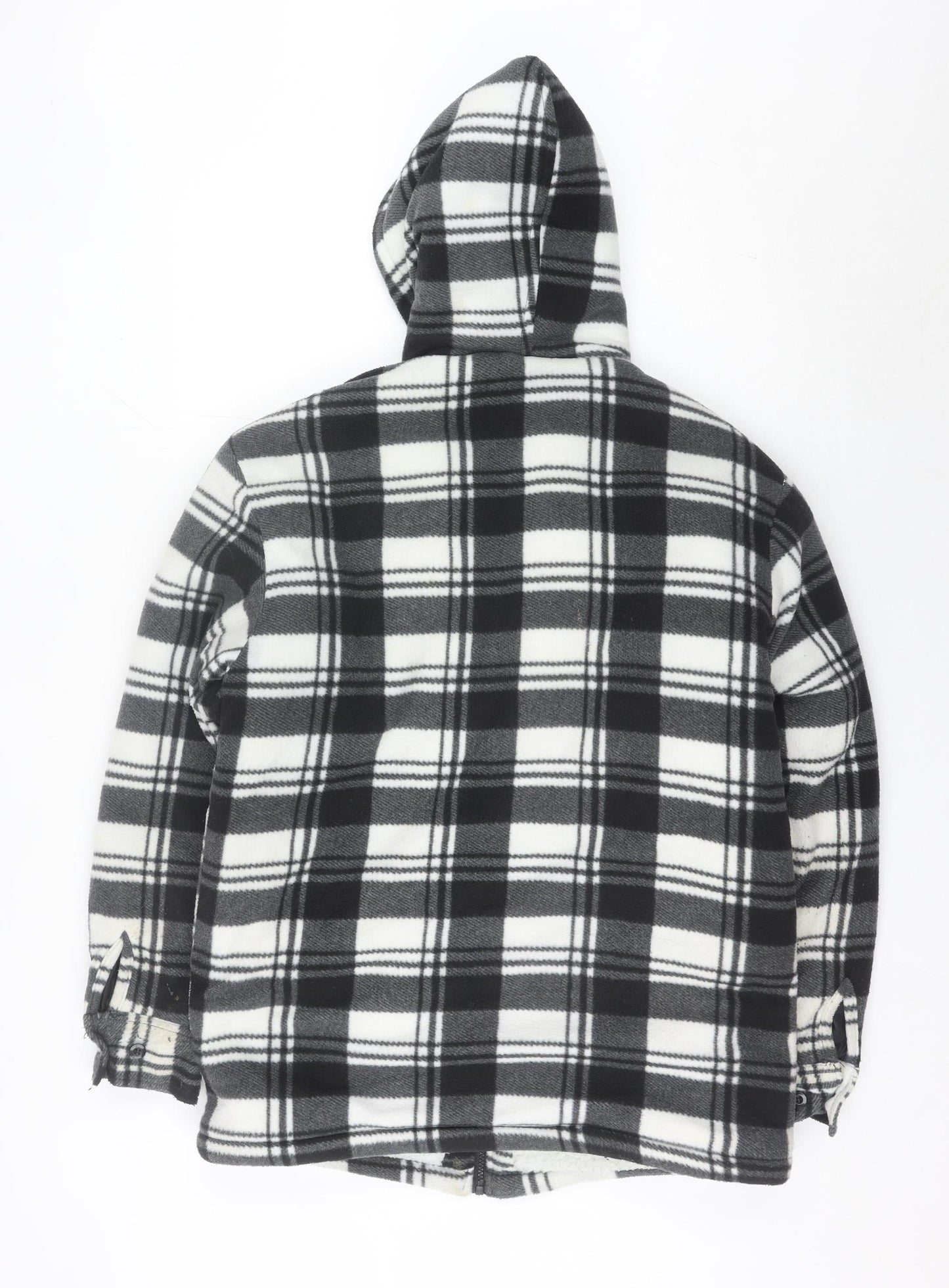 JBC Collection Men's Black Check Fleece Hooded Mid-Length Jacket S
