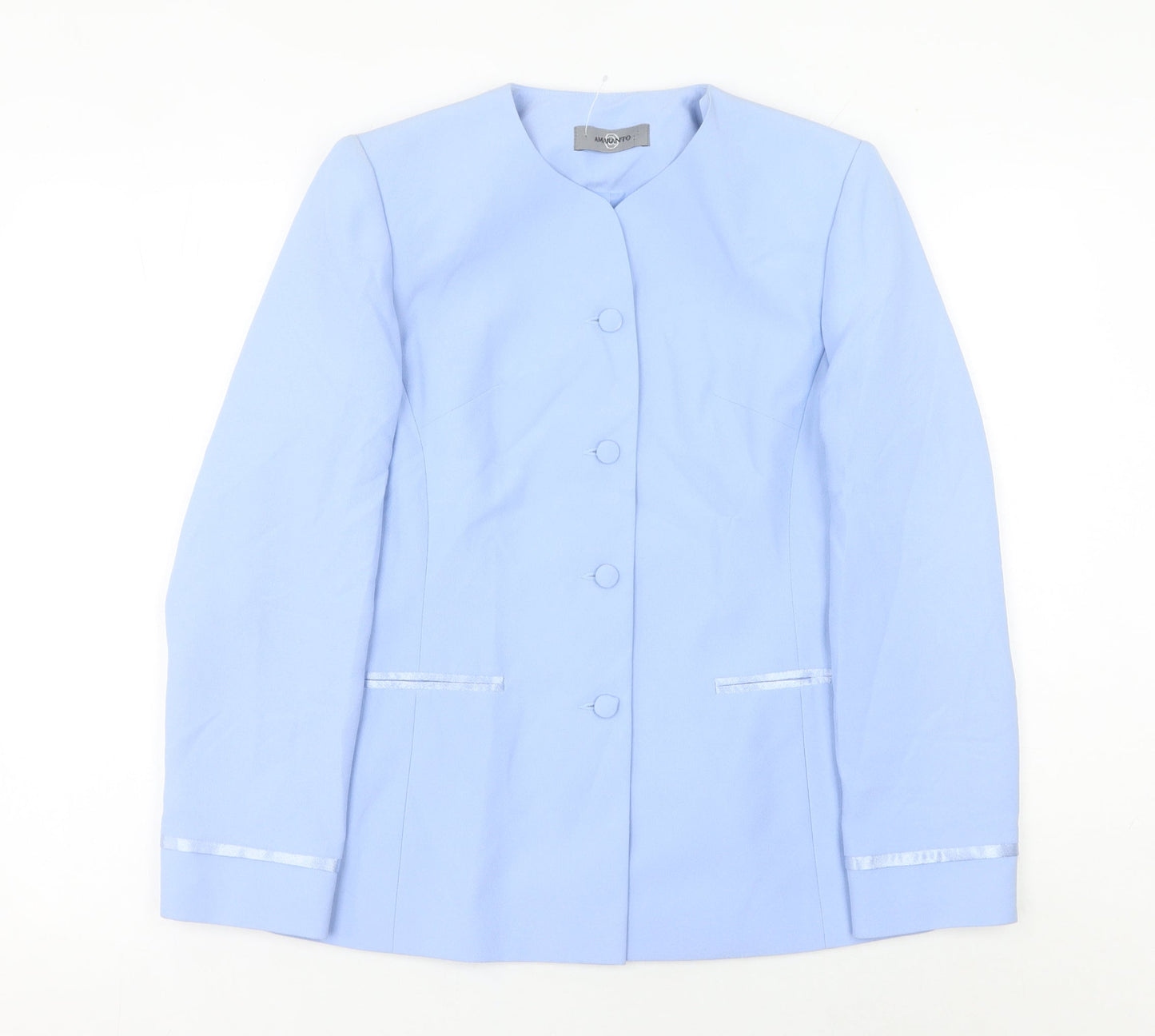 Amaranto Women's Blue Size 10 Single-Breasted Suit Jacket
