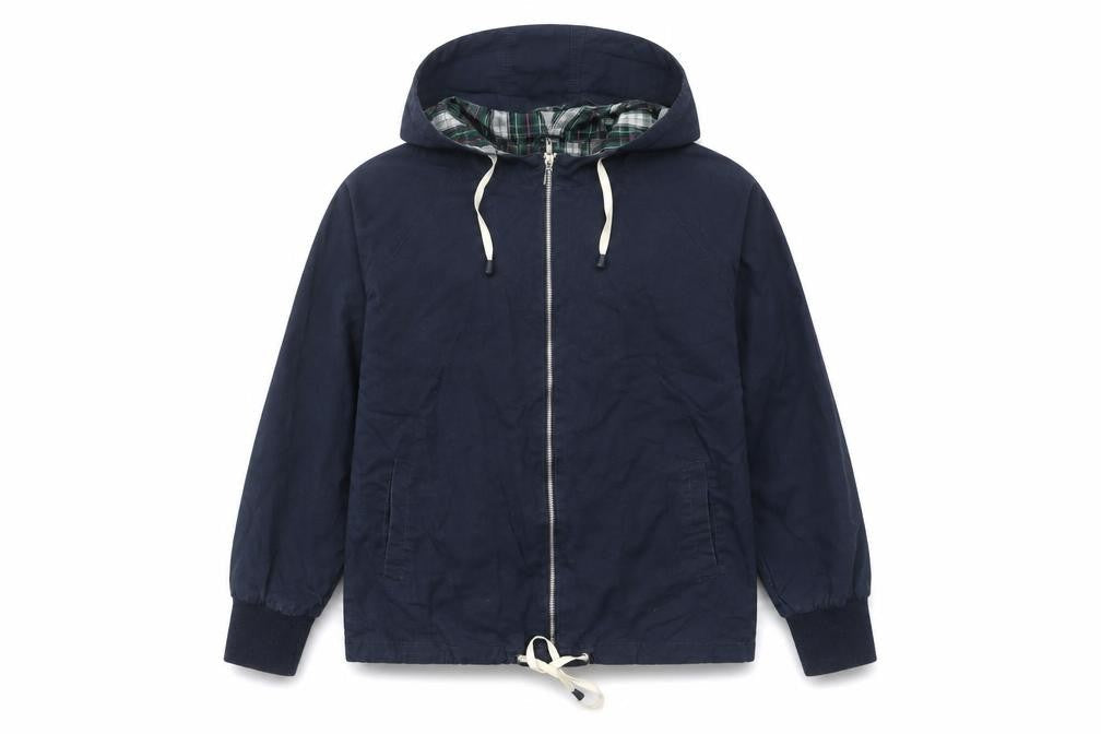 Pop England Men's Blue Small Hooded Cotton Windbreaker Jacket