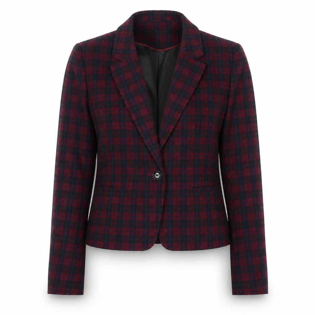New Look Women's Multicoloured Check Blazer Size 10 Single-Breasted
