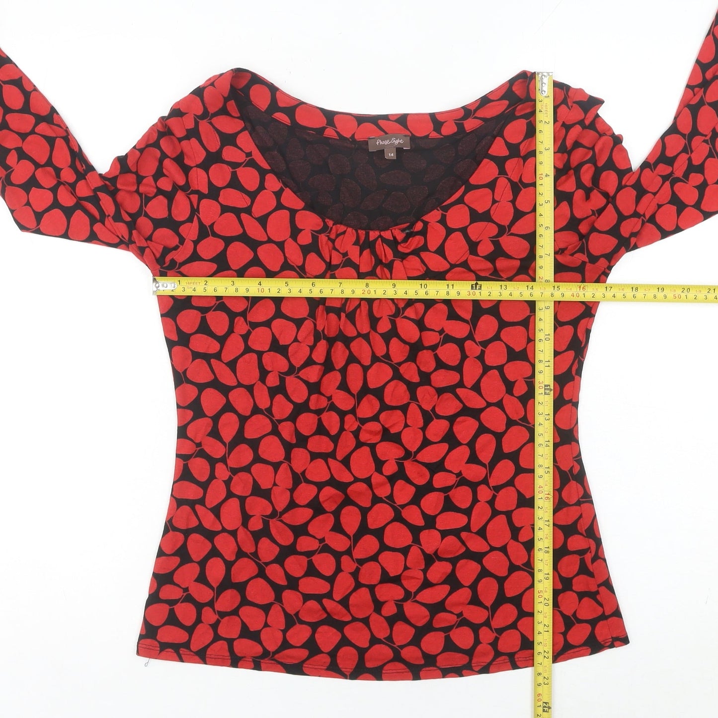 Phase Eight Women’s Red Geometric Jersey Blouse Size 14