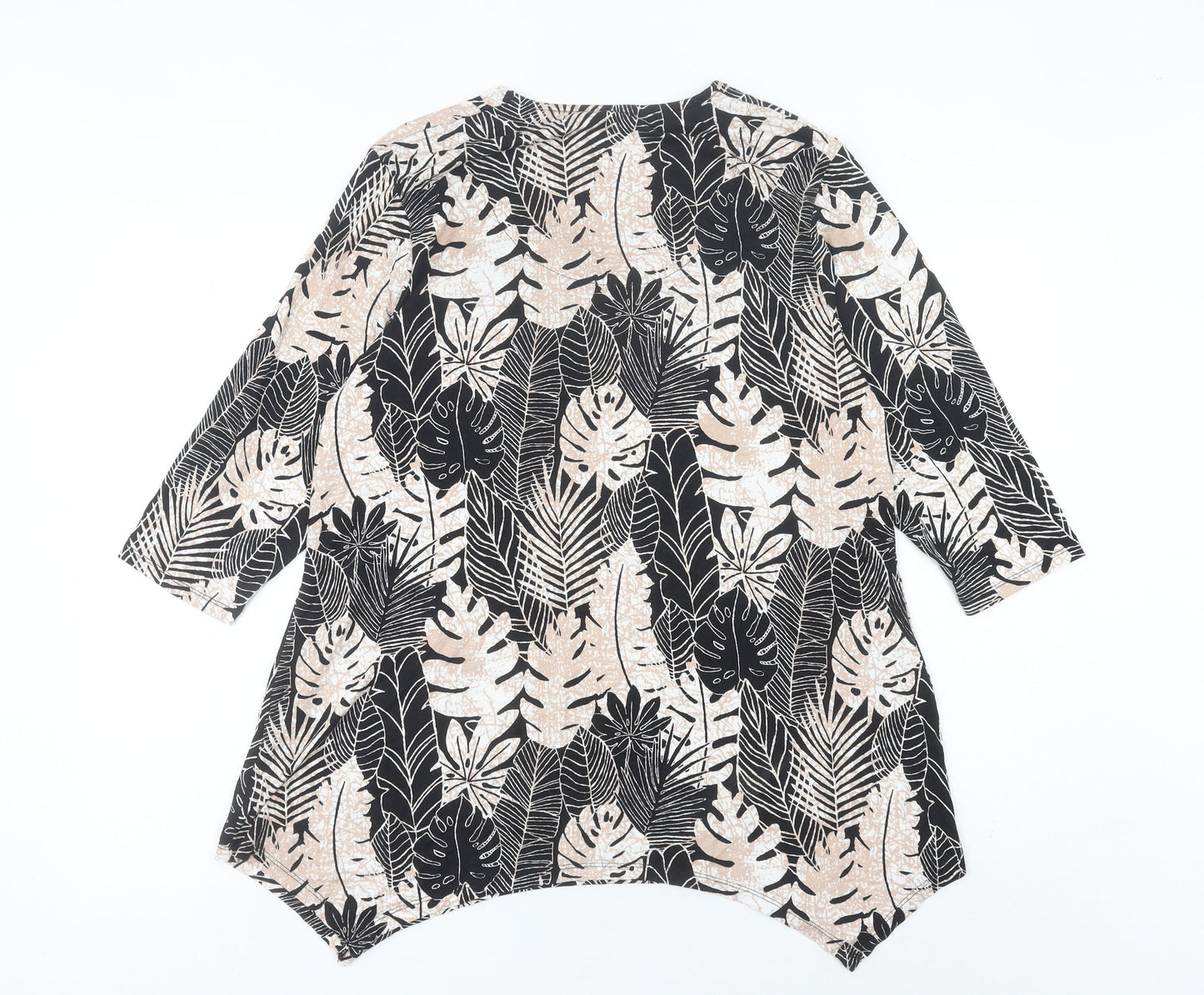 Tigi Women’s Multicoloured Tropical Tunic Blouse Size 14 V-Neck 3/4 Sleeve