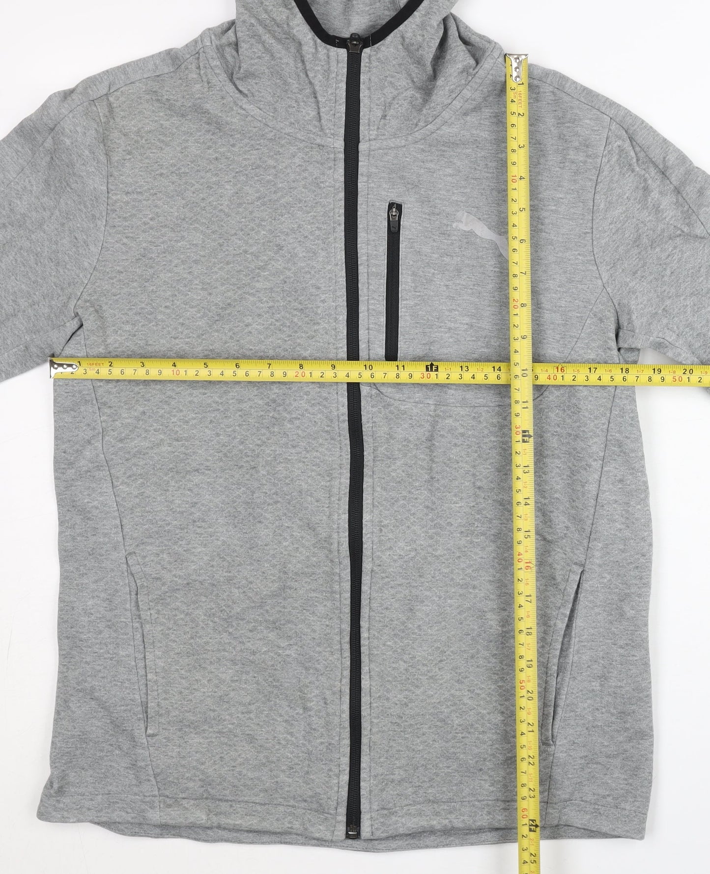 Puma Men’s Grey Full Zip Hoodie L Jersey Athletic Fit
