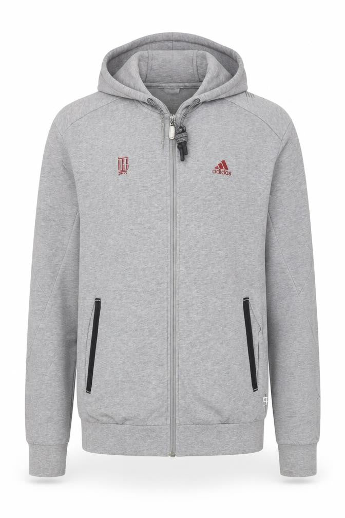 Adidas Men's Grey Full Zip Hoodie M Logo Sportswear