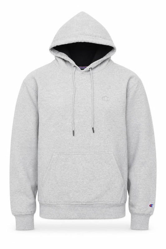 Champion Men's Grey Pullover Hoodie M Logo Fleece Kangaroo Pocket