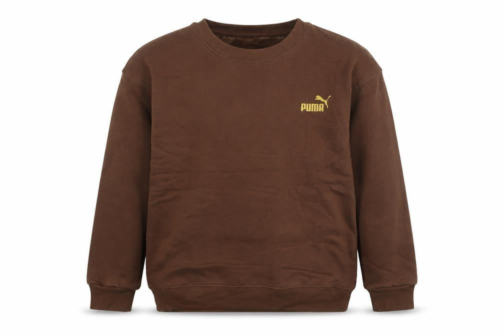 Puma Men’s Brown XS Crew Neck Pullover Sweatshirt with Logo