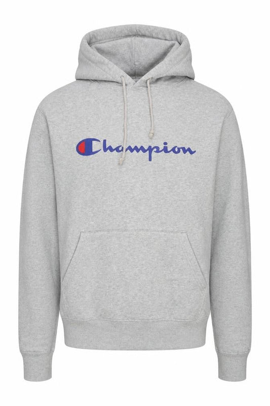 Champion Men's Grey Pullover Hoodie Logo Print Size L