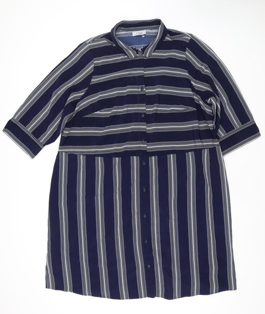 LIVE FOR THE WEEKEND Women’s Blue Striped Shirt Dress Size 22