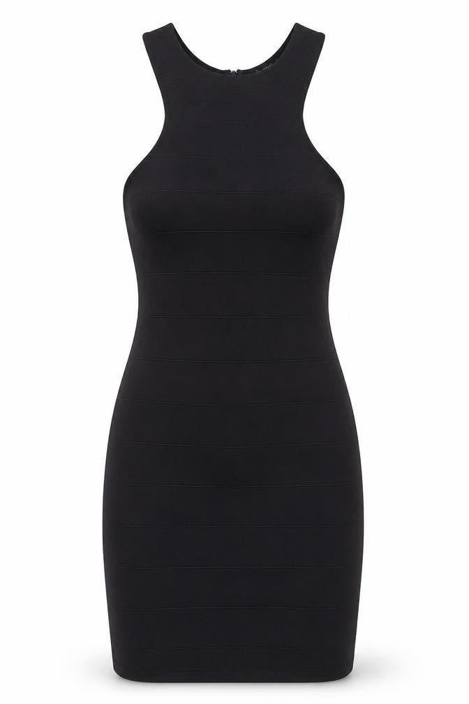 Topshop Women’s Black Bodycon Knit Dress UK 6 Scoop Neck Sleeveless