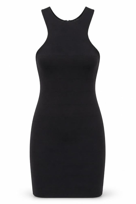Topshop Women’s Black Bodycon Knit Dress UK 6 Scoop Neck Sleeveless