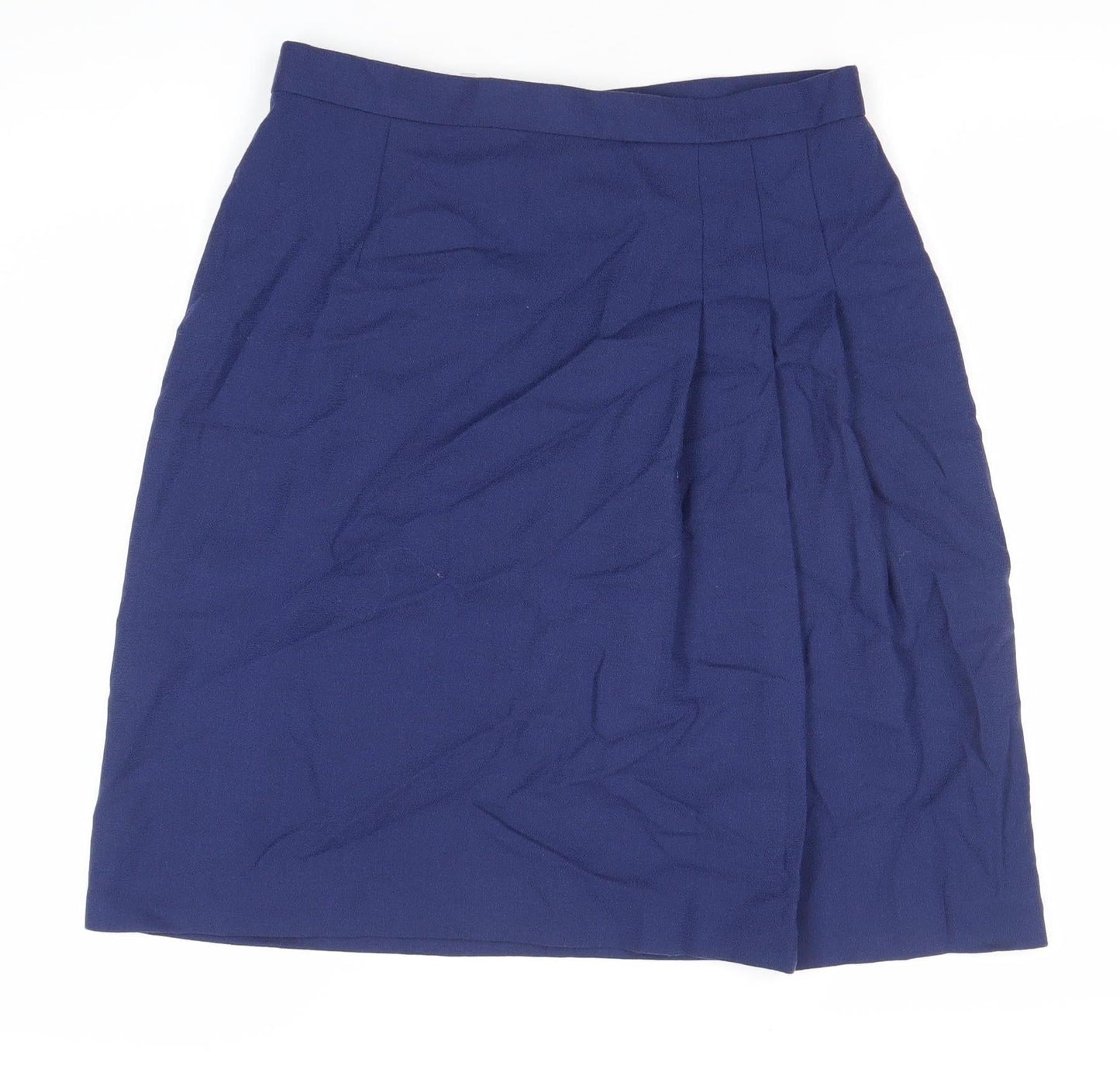Women's Blue Wool High Rise Pencil Skirt Size 14 Plus Knee Length
