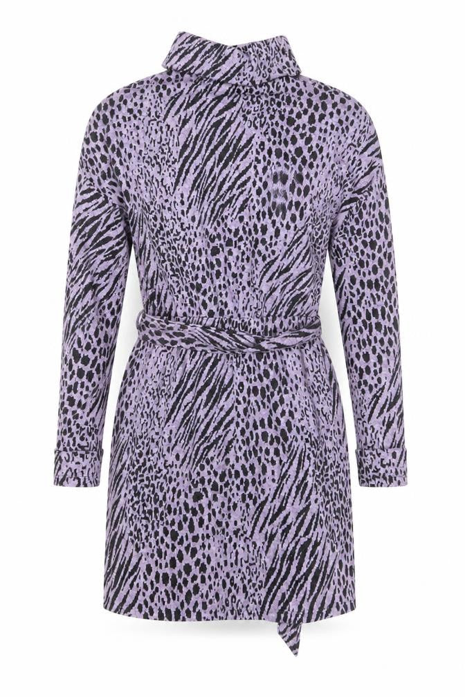 River Island Women’s Purple Animal Print Wrap Dress Size 8