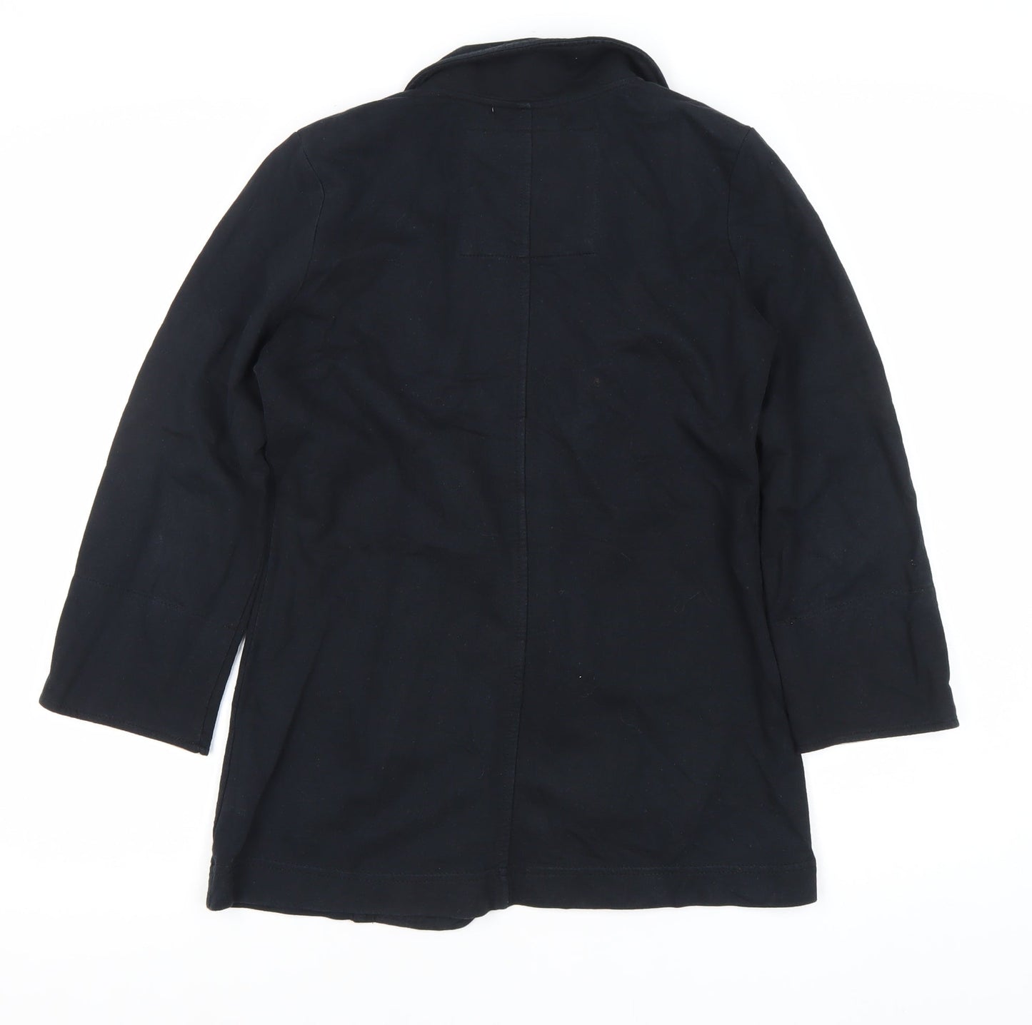 Denim Co. Women's Black Size 8 Boyfriend Blazer Jacket 3/4 Sleeve