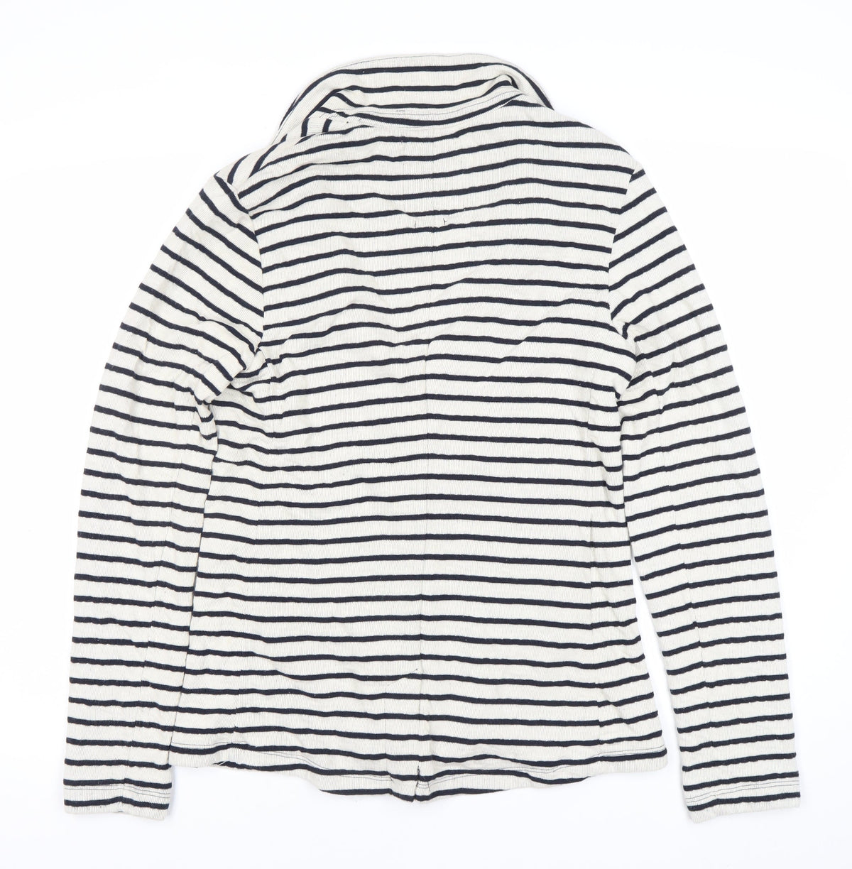 Superdry Women's White Striped Blazer Size S Notch Lapel Casual