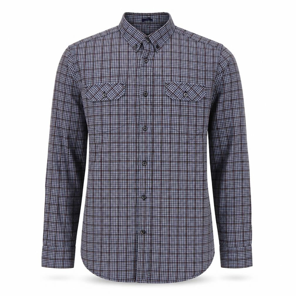 Matinique Men’s Blue Check Long Sleeve Button-Down Dress Shirt XL