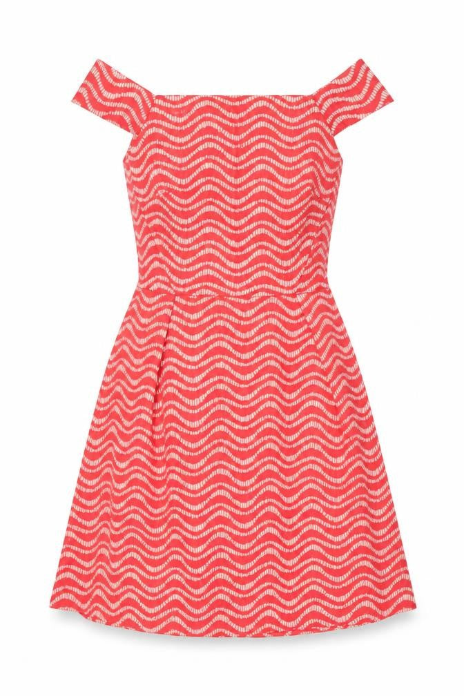 Warehouse Women’s Pink Geometric Fit & Flare Dress Size 8 Knee Length