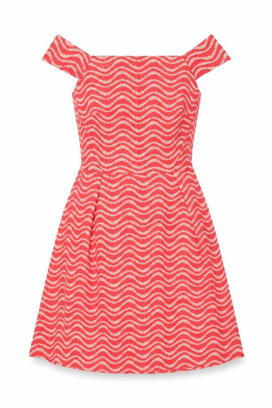 Warehouse Women’s Pink Geometric Fit & Flare Dress Size 8 Knee Length