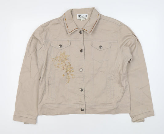 R & B Collections Women’s Beige Studded Floral Jacket M