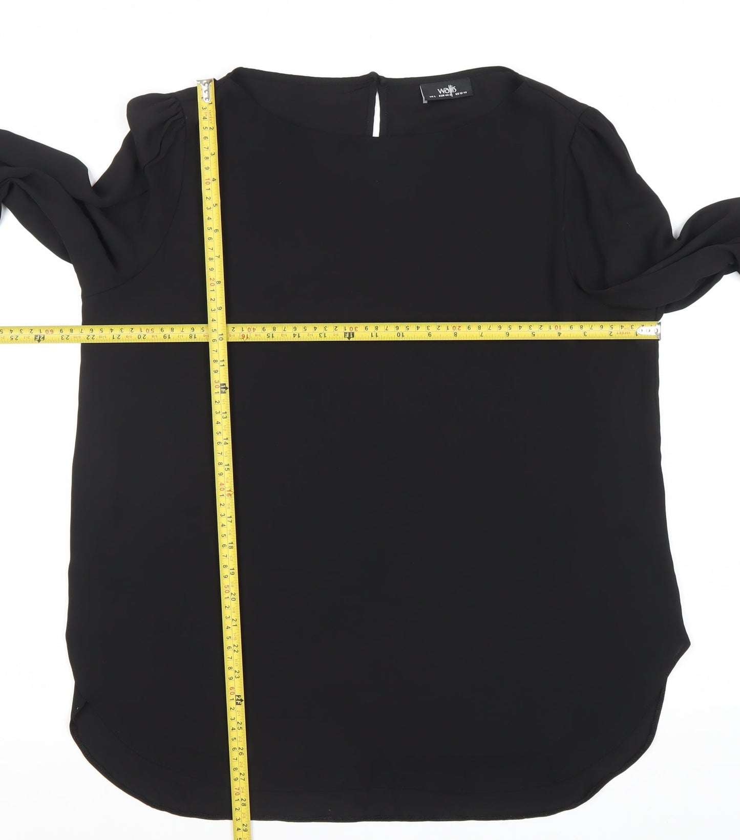 Wallis Women’s Black Beaded Cuff Long Sleeve Chiffon Blouse Size L