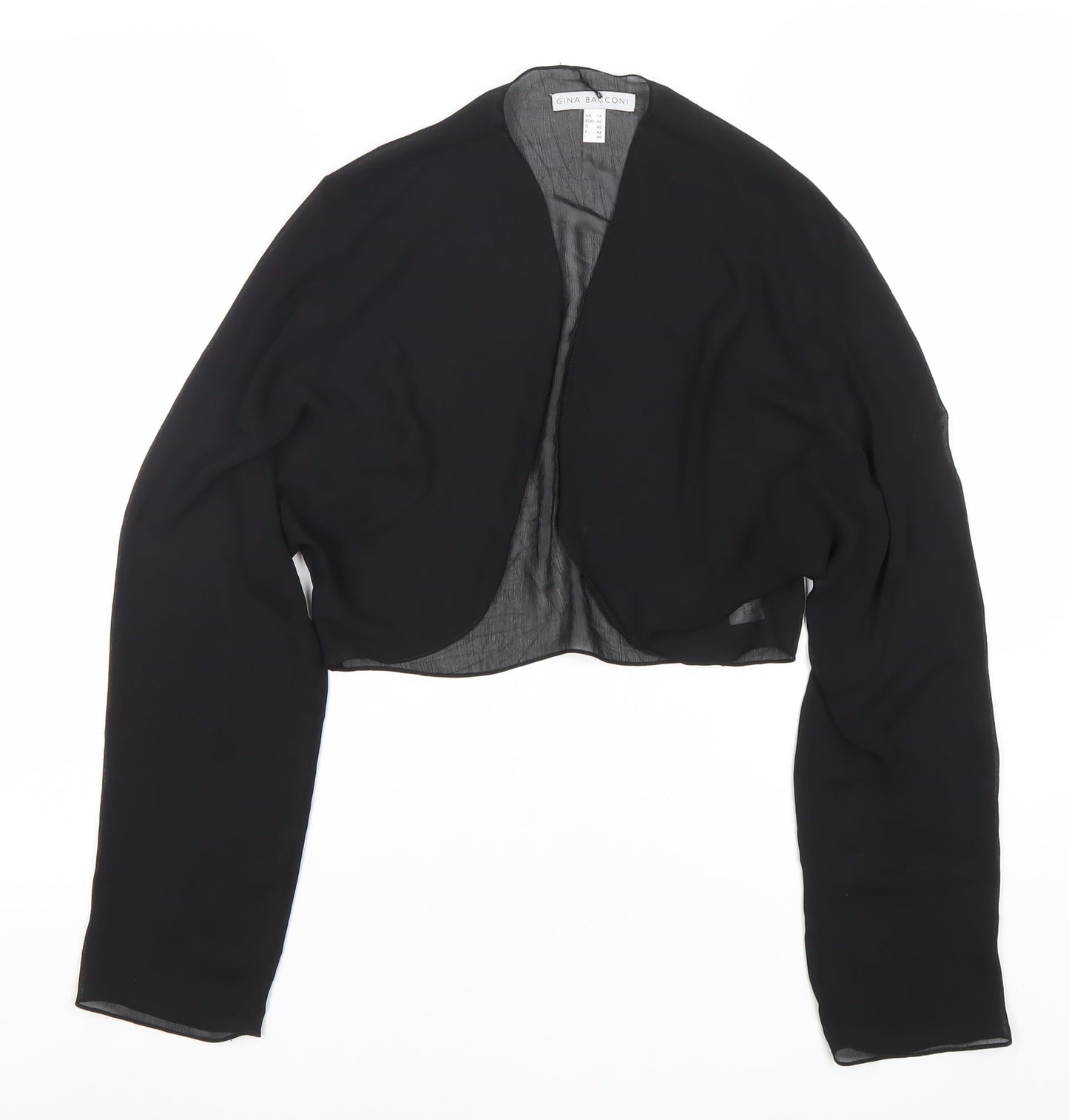 Gina Bacconi Womens Black Chiffon Bolero Jacket Size 14