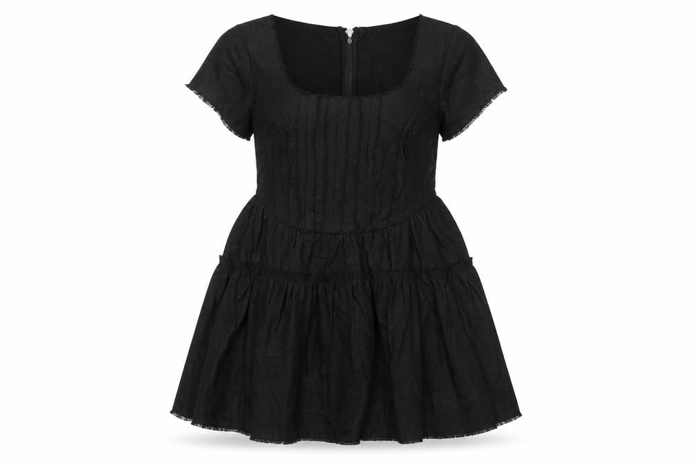 ASOS DESIGN Women’s Black Cotton Short A-Line Dress Size 8 Scoop Neck