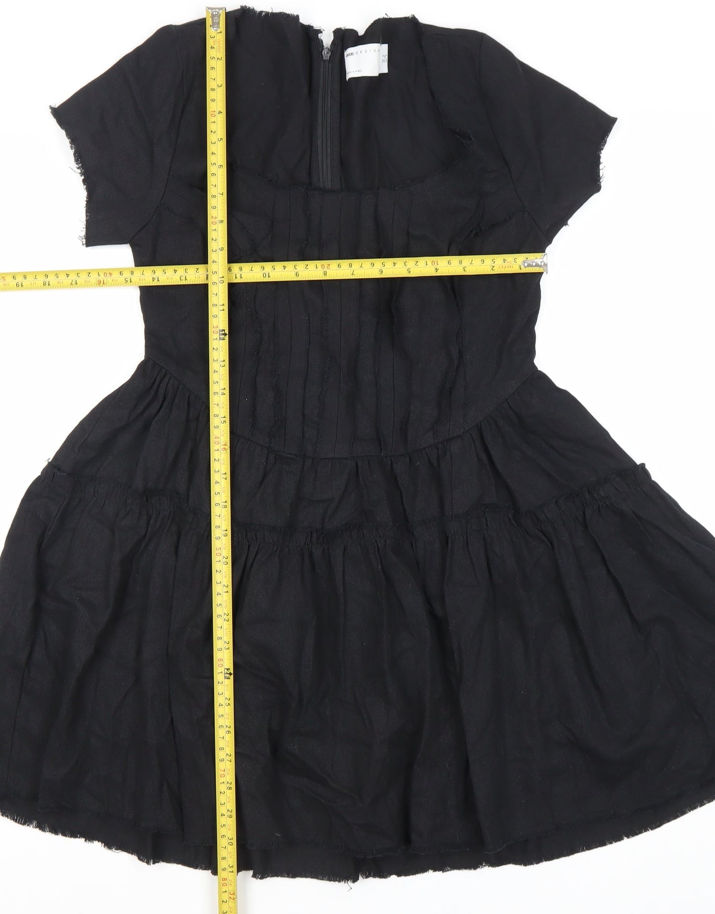 ASOS DESIGN Women’s Black Cotton Short A-Line Dress Size 8 Scoop Neck