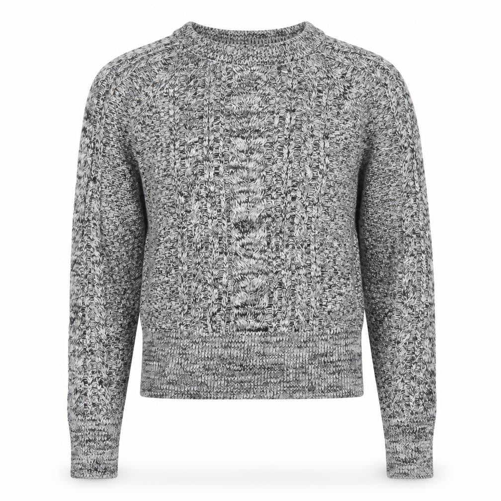 GAP Womens Grey Cotton Cable-Knit Crew Neck Jumper M