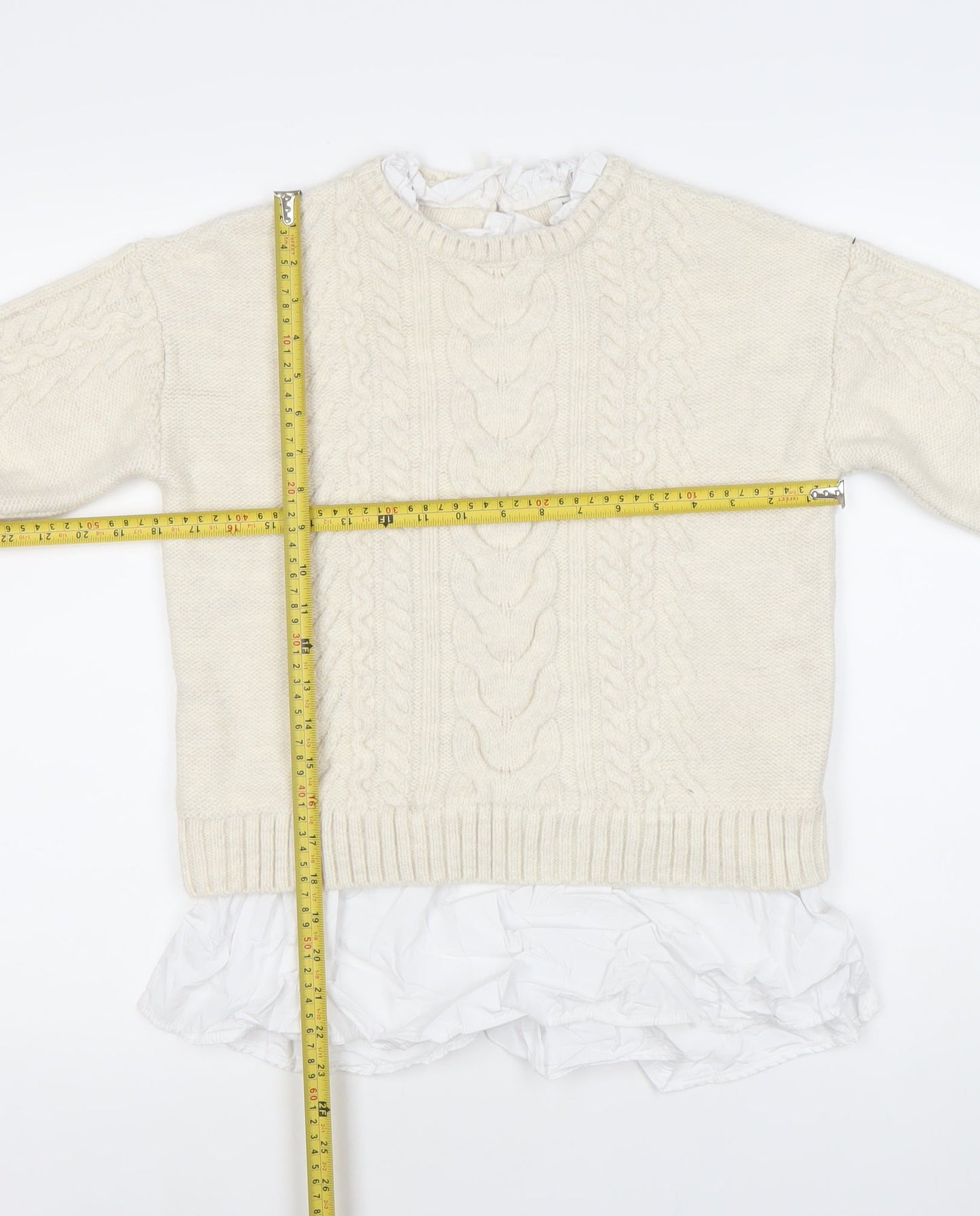 River Island Women’s Ivory Cable Knit Pullover Jumper Size 8