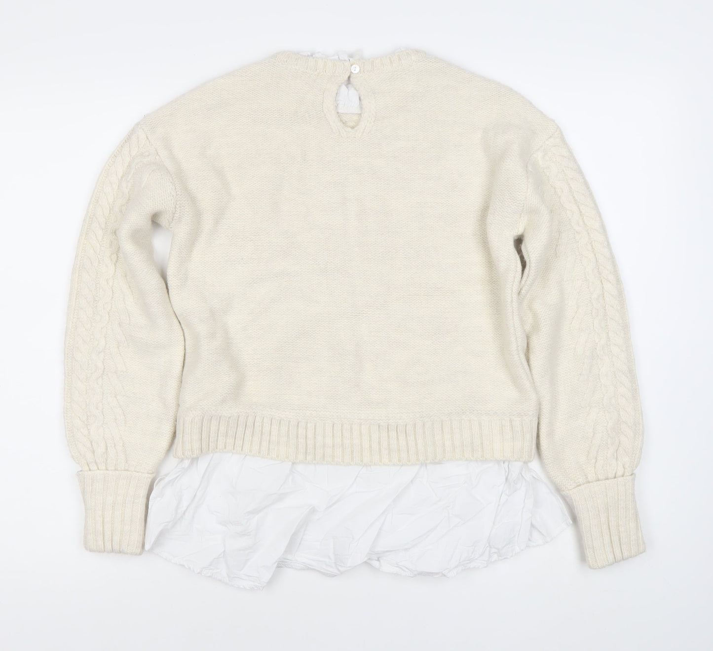 River Island Women’s Ivory Cable Knit Pullover Jumper Size 8
