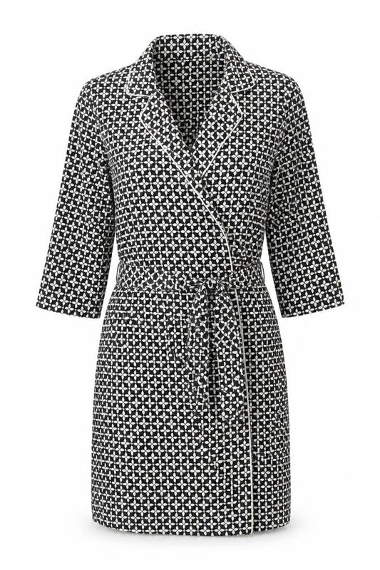 Topshop Women's Black Geometric Print Wrap Dress Size 8
