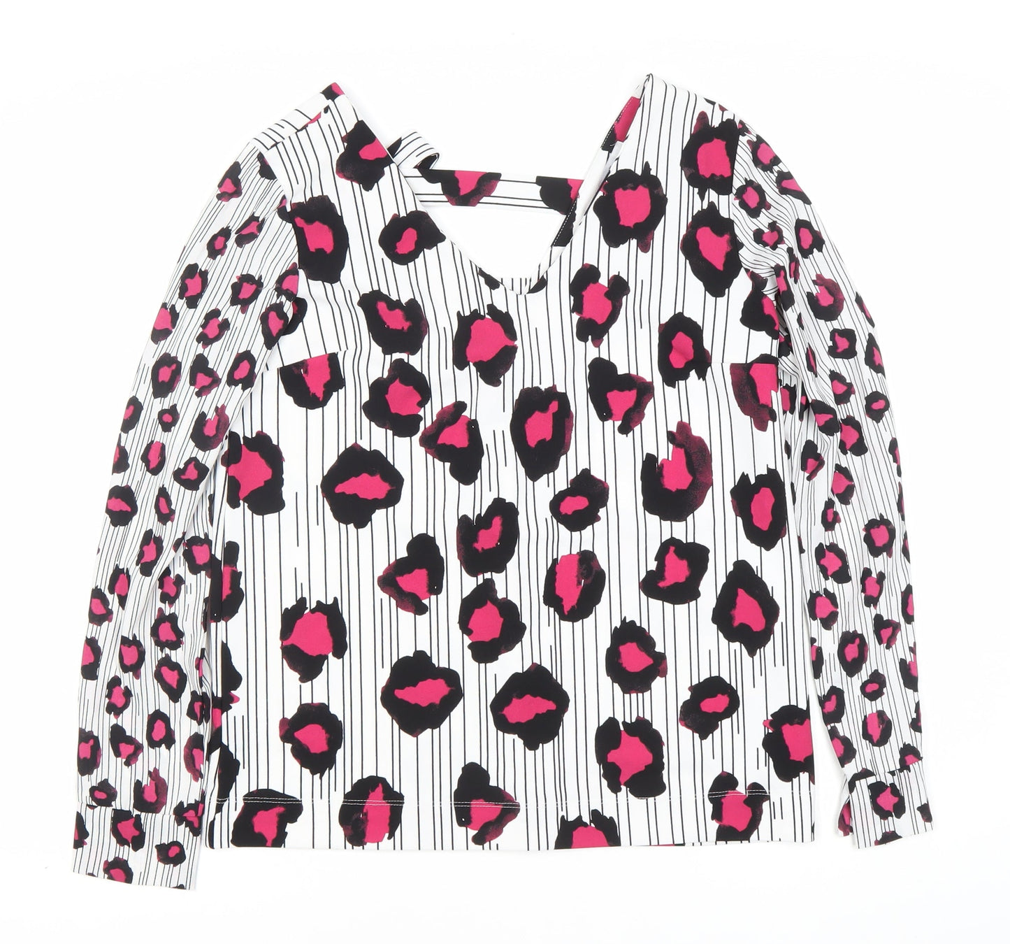 Next Women's Multicoloured Animal Print Size 10 V-Neck Long Sleeve Blouse
