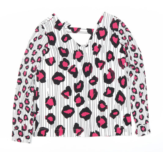 Next Women's Multicoloured Animal Print Size 10 V-Neck Long Sleeve Blouse