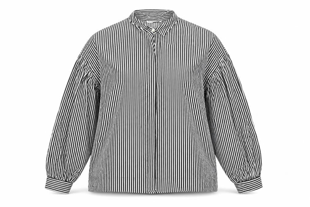 Pull&Bear Women’s Black Striped Button-Up Shirt M Long Sleeve