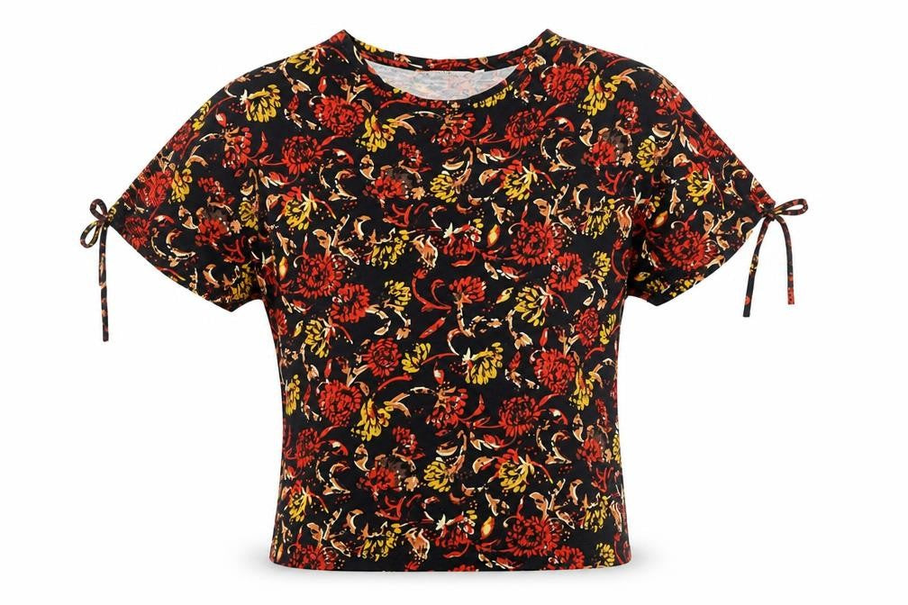 ISLE Essentials Women's Multicoloured Floral Cotton T-Shirt S