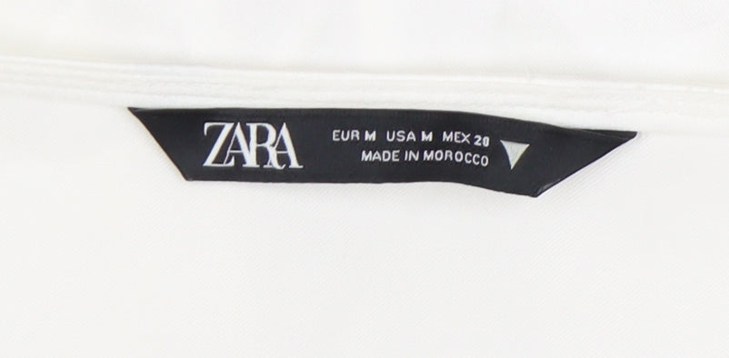 Zara Women White Satin Camisole Top UK 12 Spaghetti Strap V-Neck Summer
