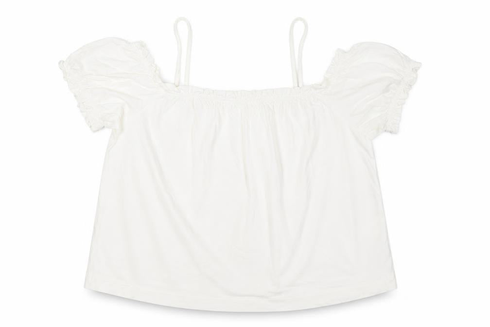 H&M Women’s White Off Shoulder Peasant Blouse L Summer Casual
