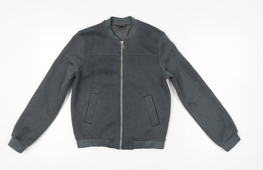 Topshop Women’s Grey Bomber Jacket UK 8 Full Zip Casual