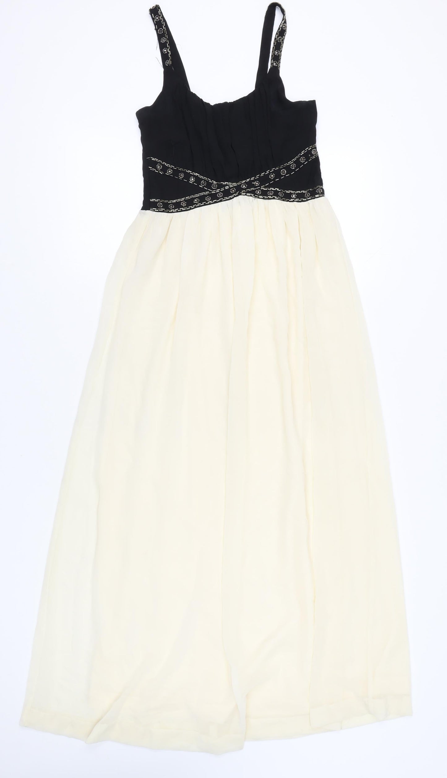 New Look Women’s Black & Ivory Maxi Dress Size 8 Sleeveless