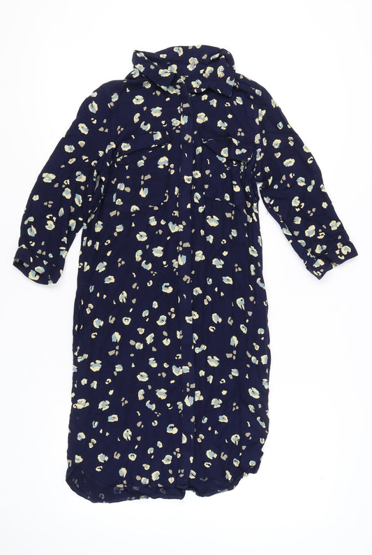 Next Women’s Blue Animal Print Shirt Dress Size 8 Viscose Casual