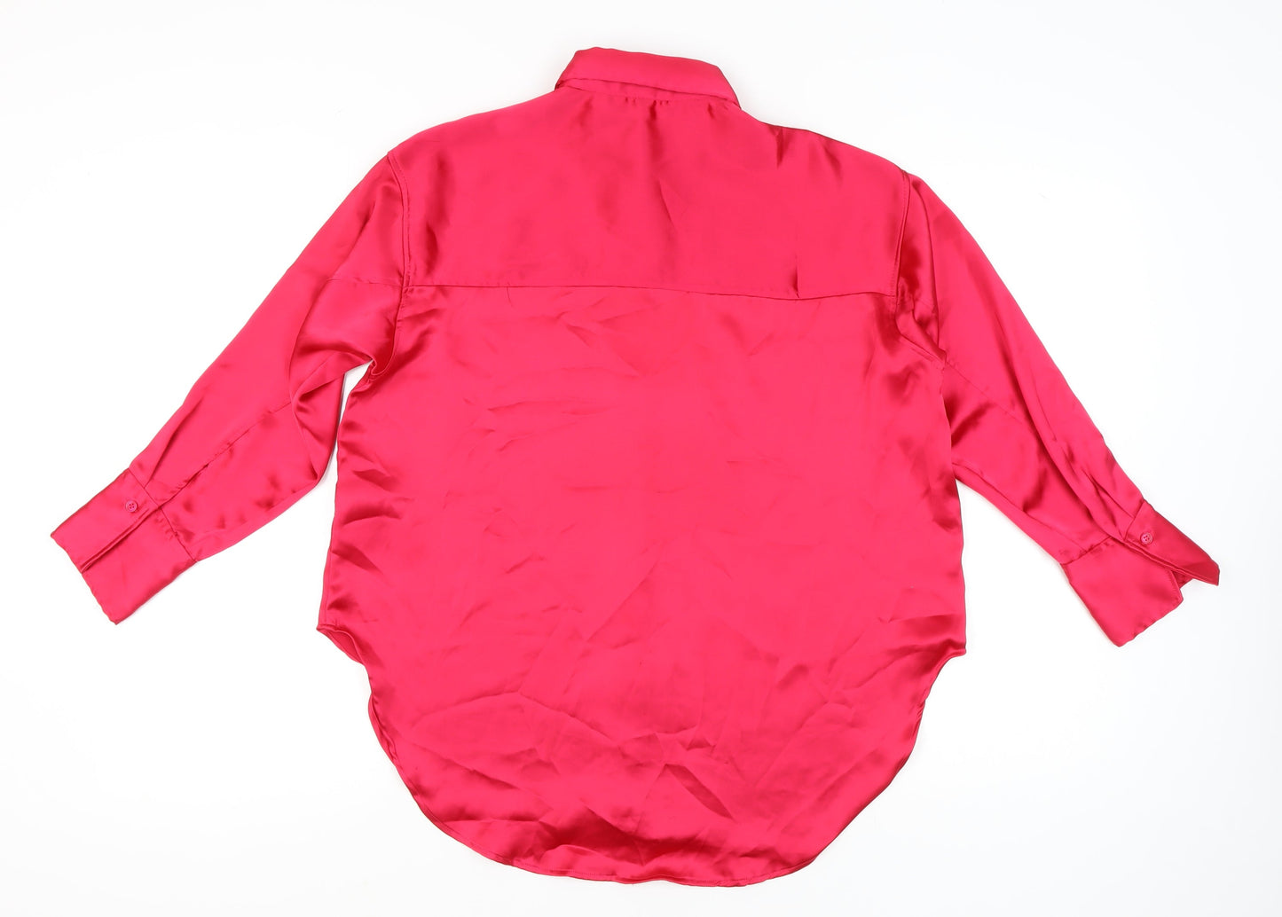 H&M Women’s Pink Satin Long Sleeve Button-Up Shirt XS