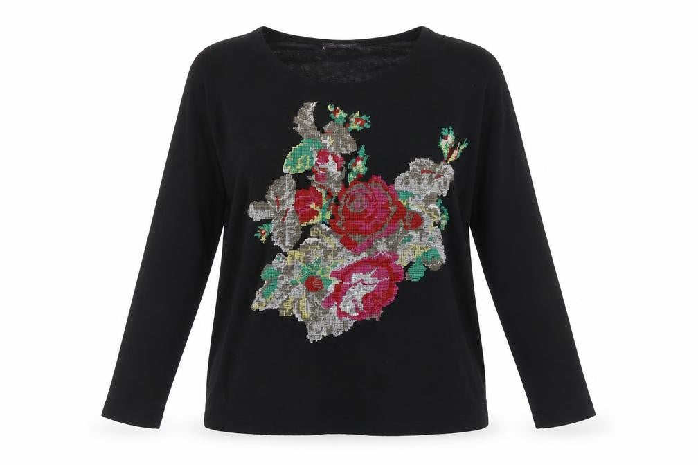 Marks & Spencer Women’s Black Floral Embroidered Pullover Jumper Size 8