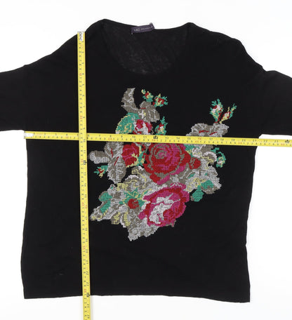 Marks & Spencer Women’s Black Floral Embroidered Pullover Jumper Size 8